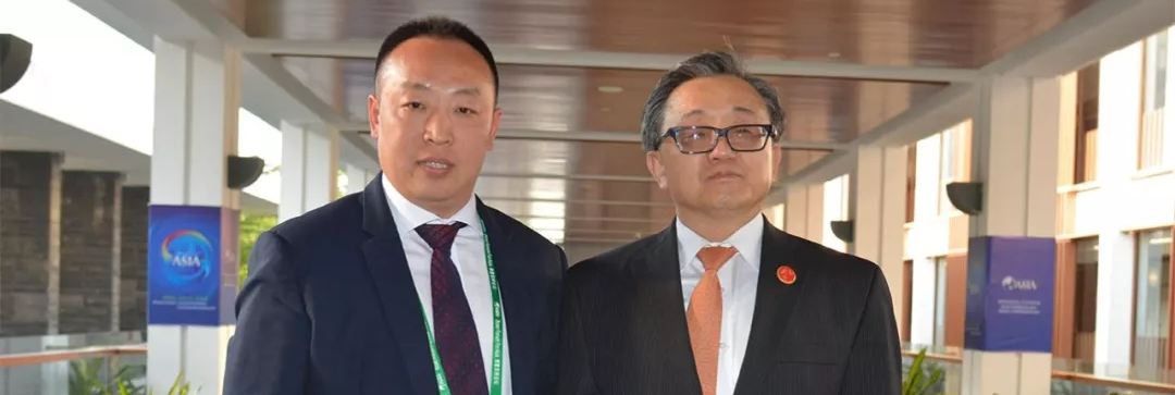 处女在线操联合国副秘书长刘振民和赵章栓会长在博鳌亚洲论坛亲切交"